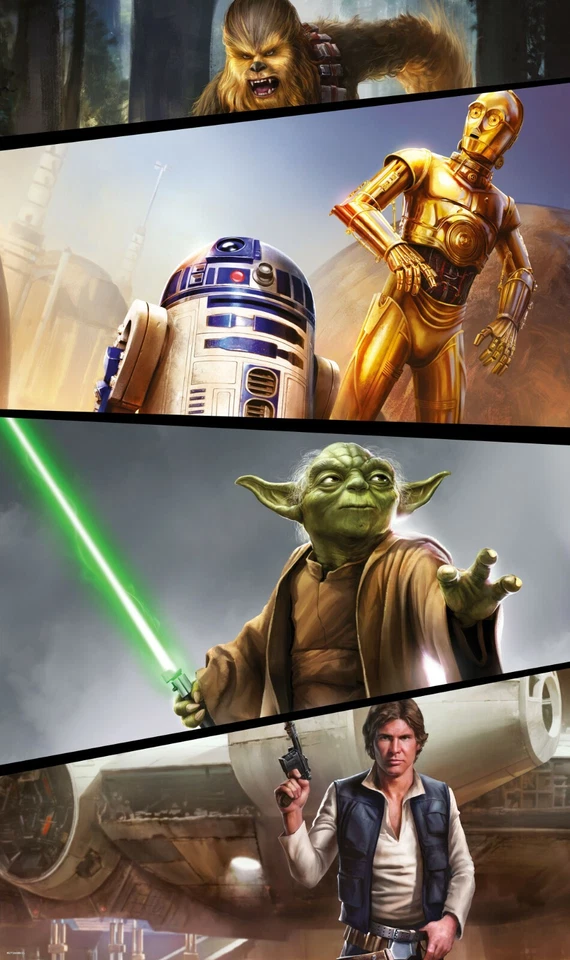 Star Wars wallpaper wall mural Yoda Han Solo R2D2 C-3PO movie characters poster - Image 3 of 4