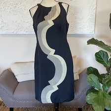 Banana Republic Geometric Silk Sleeveless Sheath Dress Sz 8