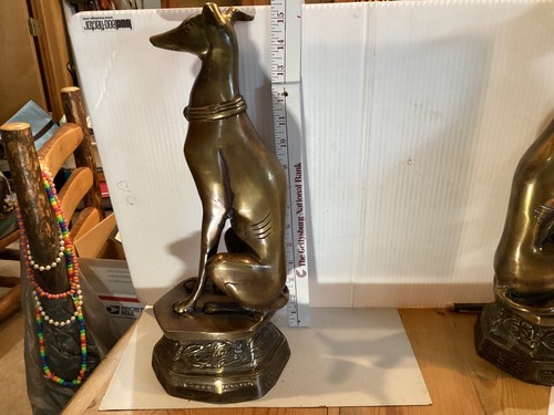 Windhund Whippet Messing Bronze Patina Skulptur Figur Statue Art Deco 15 1/2" - Bild 1 von 11