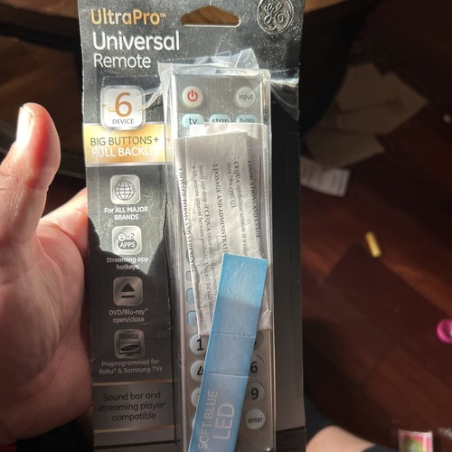 GE Universal Remote Control 6 Devices Configuration Brushed Silver Backlit New
