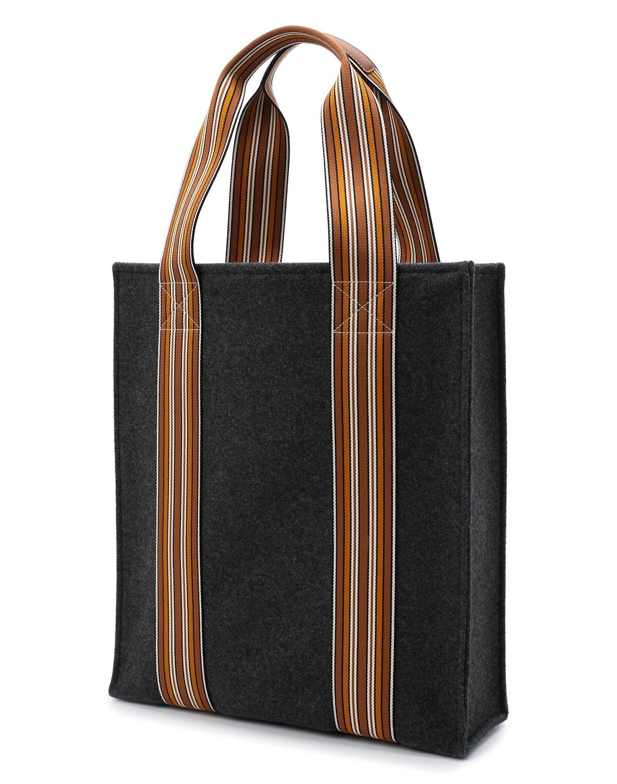 (NO CUSTOMS TAX) LORO PIANA Suitcase Stripes dark gray cashmere tote bag Italy