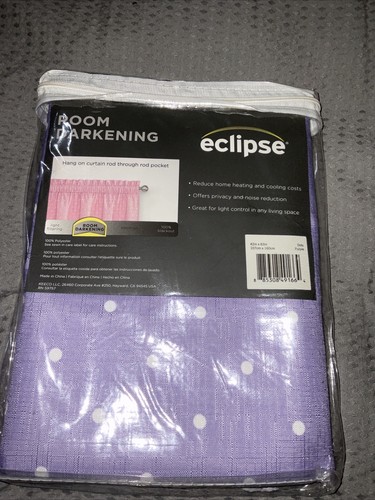Eclipse One Panel Purple Polka Dots 42 x 63” New Room Darkening Polyester Kids - Picture 3 of 3