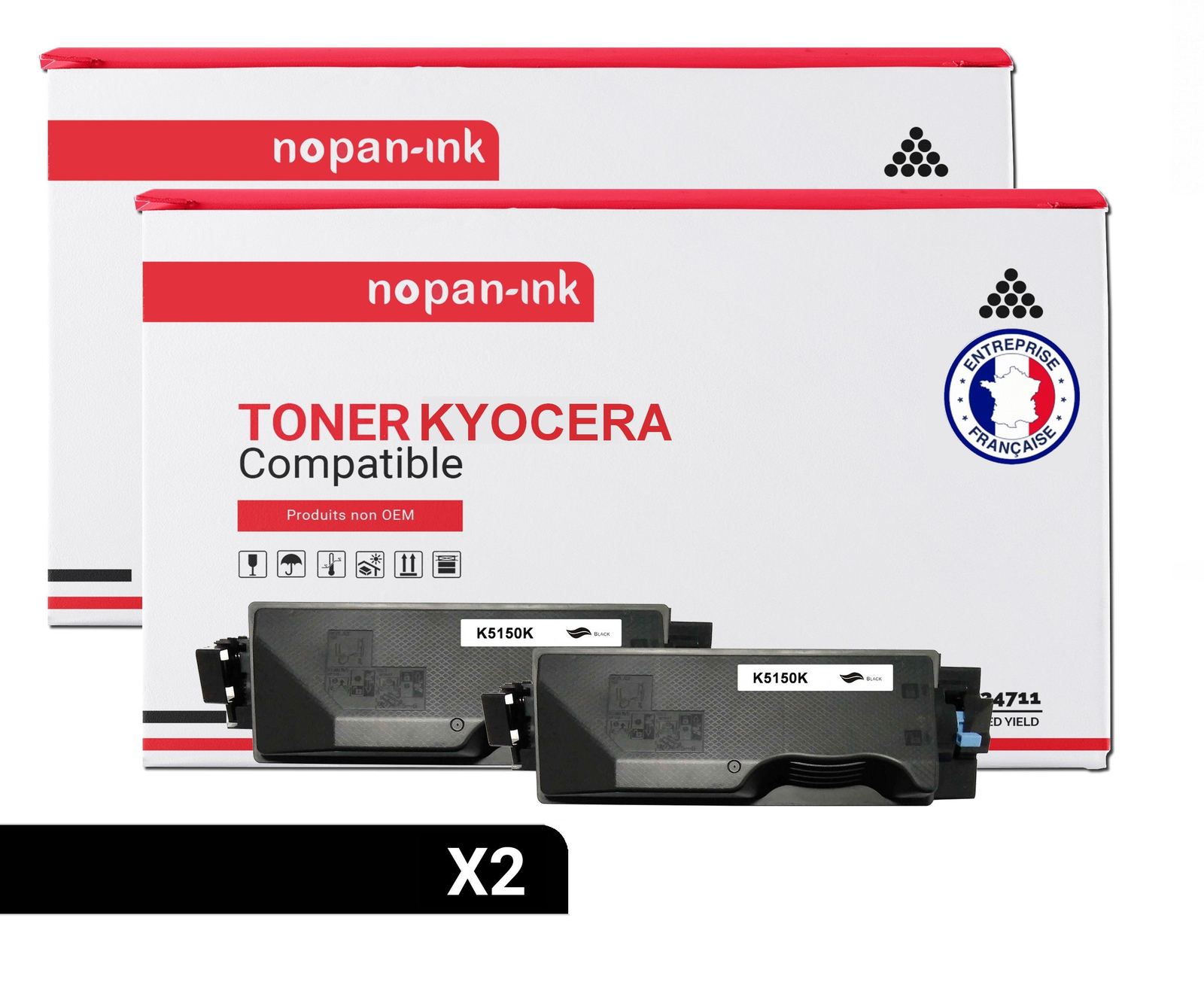 Toner TK5150K noir idéal pour impression de rapports professionnels x2