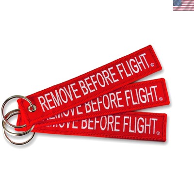 AIXEPA 3X Remove before Flight Red/White Key Chain 5.5'' X 1'' (3 Pack)