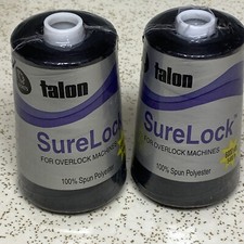 Lot Of 2 Coats  Clark SureLock Overlock Polyester Thread 6000 Yards Each Black