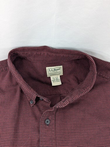 LL Bean Men's XXL Tall Houndstooth Red Black Flannel Button Down Shirt 2XL - Picture 5 of 9