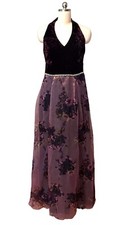 Ignite Evenings Purple Ball Gown Prom Crushed Velvet Floral Tulle Women’s Sz 8