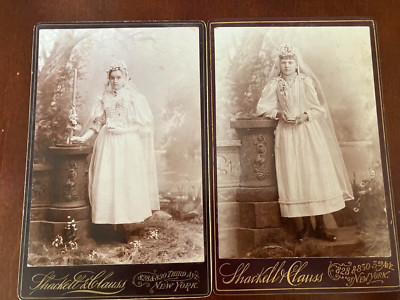 2 Vintage Confirmation Portraits by Shackell & Clauss, New York - Free Ship