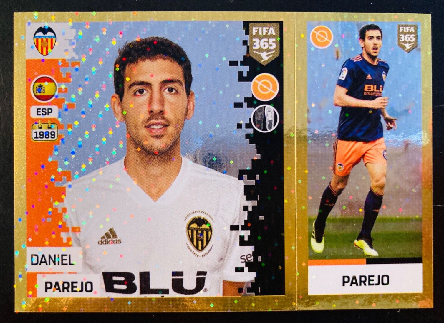 2018-19 Panini FIFA 365 Blue back # 98 Daniel Parejo Valencia gold foil  sticker | eBay
