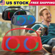 Portable Wireless Bluetooth Speaker with Dual 4in Powerful Deep Bass LED Lights