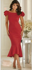 3X PLUS Midnight Velvet Red Formal Cocktail Party Wedding Rosette Sleeve Dress