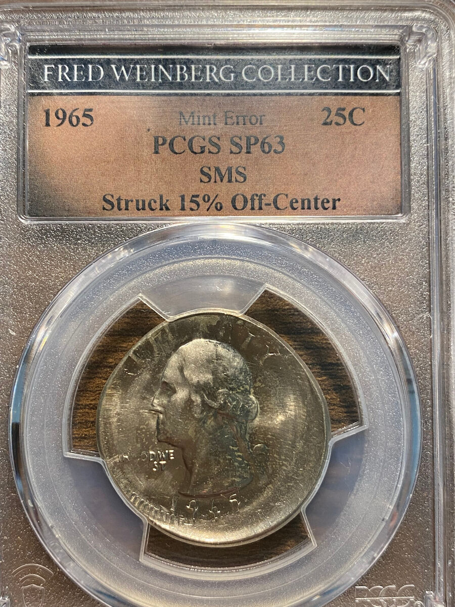 1965-P SMS MINT ERROR STRUCK 15% OFF CENTER Washington