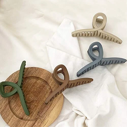 Pinzas para el cabello grandes sin deslizamiento grandes mate mandíbula de 4,3 pulgadas blanco, verde, azul, marrón Foto 3 de 4