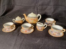 Vintage MINI CERAMIC TEA FULL SET Toy Teapot, Cream Sugar, Made in Japan, 13 pcs