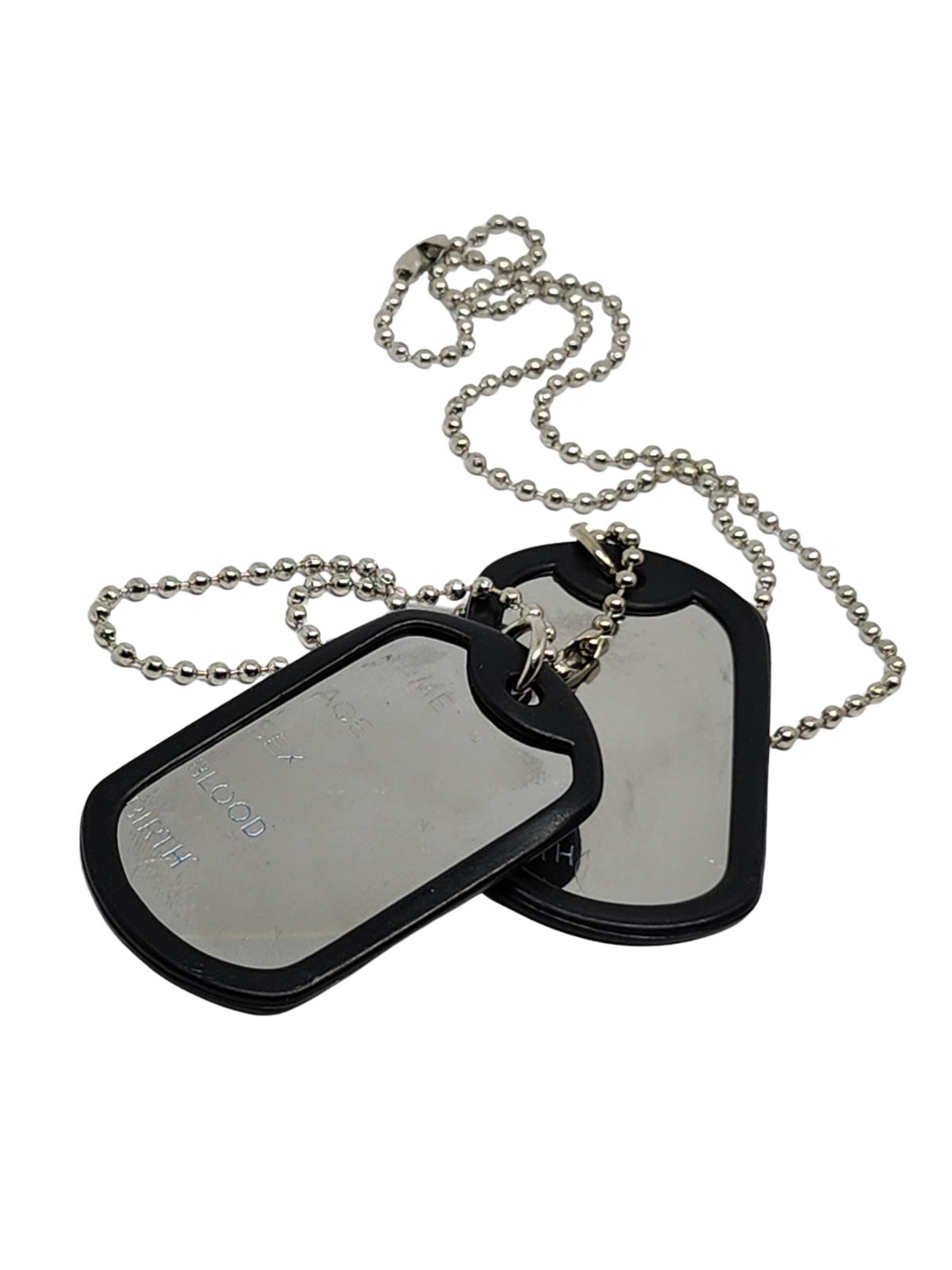 Dog Tag Necklace Pendant Military Army Style I.D. Tags 24"" Ball Chain Unisex