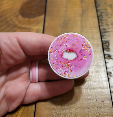 Pink Donut with Sprinkles finger grip ring mobile phone holder