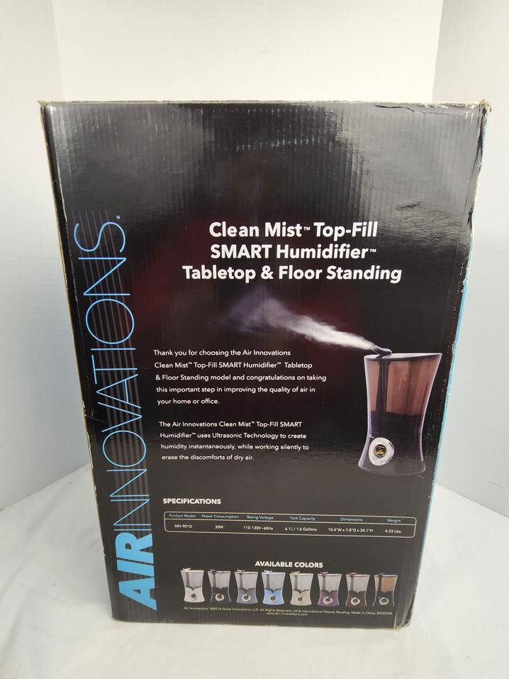 Air Innovations Clean Mist TopFill Humidifier (MA901D) 1.6 g, New