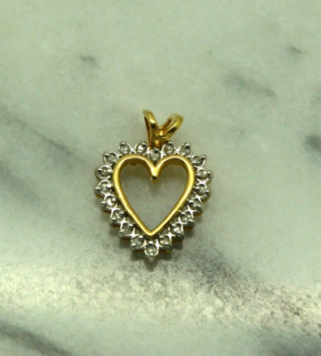 14K Gelbgold offenes Herz mit Diamanten Anhänger Charm 0,20 tcw