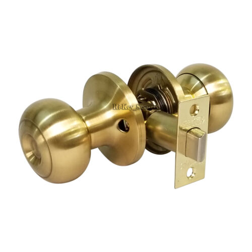 Passage Doorknob and Keyed Deadbolt Lock Set Entry Kw1 Satin Brass 3 keys - Picture 6 of 12