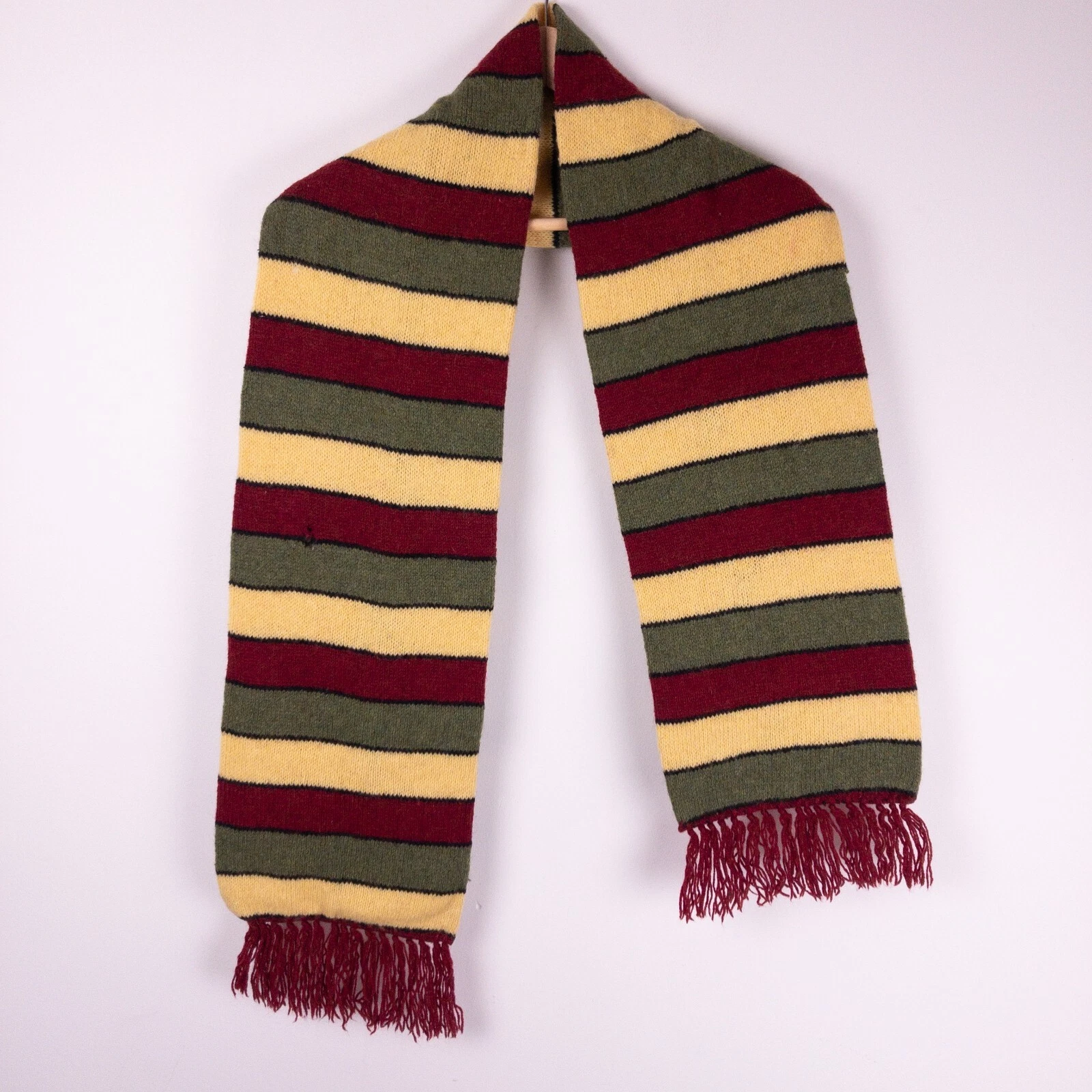 Christian Dior foulard unisexe multicolore rayé Shetland laine mélangée franges