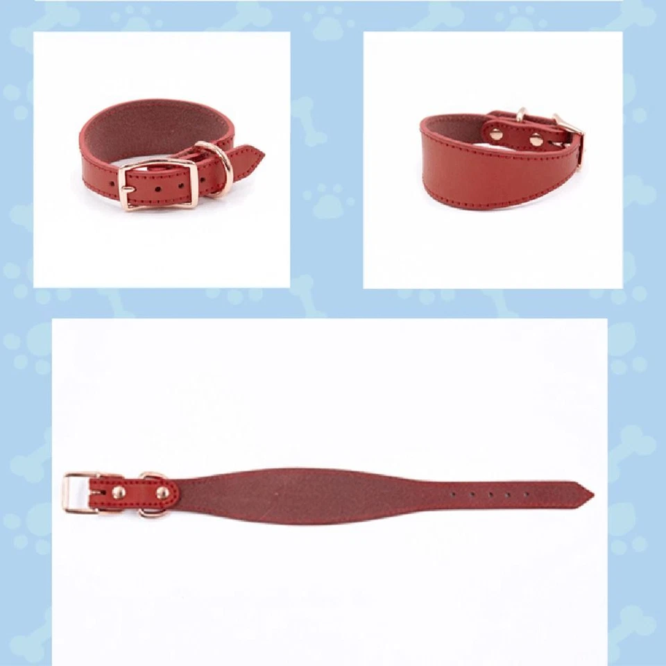 Cowhide Leather Wide Dog Collar Adjustable Large Breeds Collars Whippet - Image 3 of 4