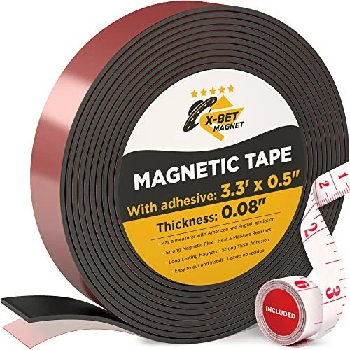 Magnetic Strips Tape Flexible Roll Adhesive Back Magnet Strong Sticky Long  Lasti