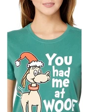 NWT Women's Life is Good You Had Me At Woof Max Grinch Green SS Crusher Tee