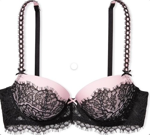 Victoria's Secret Dream-Angels Lightly Lined Full-Coverage Lace Bra Black Ribbon - Picture 2 of 6