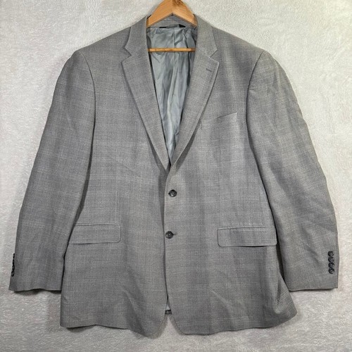 Jos A Bank Mens 46L Sport Coat Gray Silk/Wool Signature Collection Plaid EUC - Picture 2 of 12