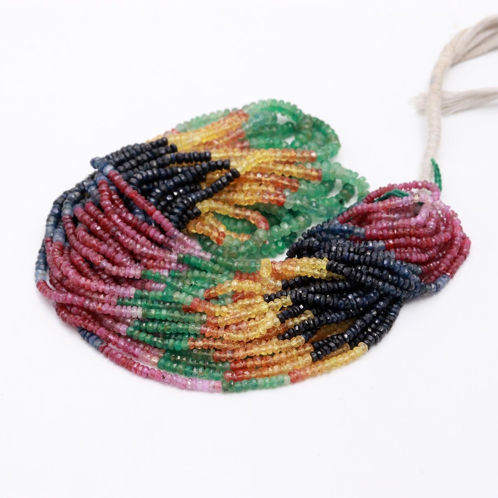 Natural Multi Beads Multi Rainbow Beads • AAA+ Multi Sapphire Faceted Rondelle B