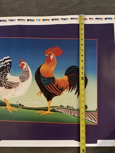 Rare Signed Raul del Rio Poster Rooster Unframed Art 28” X 21” - Picture 3 of 11