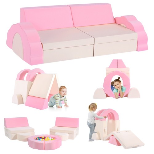 10 tlg Spielsofa Doppel Kindersofa Schlaffunktion Schaumstoffbausteine Modulsofa - Bild 2 von 8