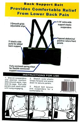 Proline Industrial Back Support Belt With Suspenders - Multi-Size, Heavy Duty Nylon, For Lifting & Bodybuilding