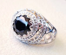 AAA NATURAL BLACK ONYX DECEMBER BIRTHSTONE 925 SOLID SILVER ENGAGEMENT MENS RING