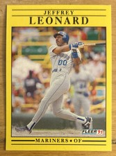 1991 Fleer Jeffrey Leonard Baseball Card #456 Mariners OF Mid-Grade VG