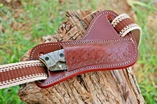 CUSTOM HANDMADE PURE COW ENGRAVEED LEATHER SHEATH FOR FOLDING BLADE KNIFE-1560