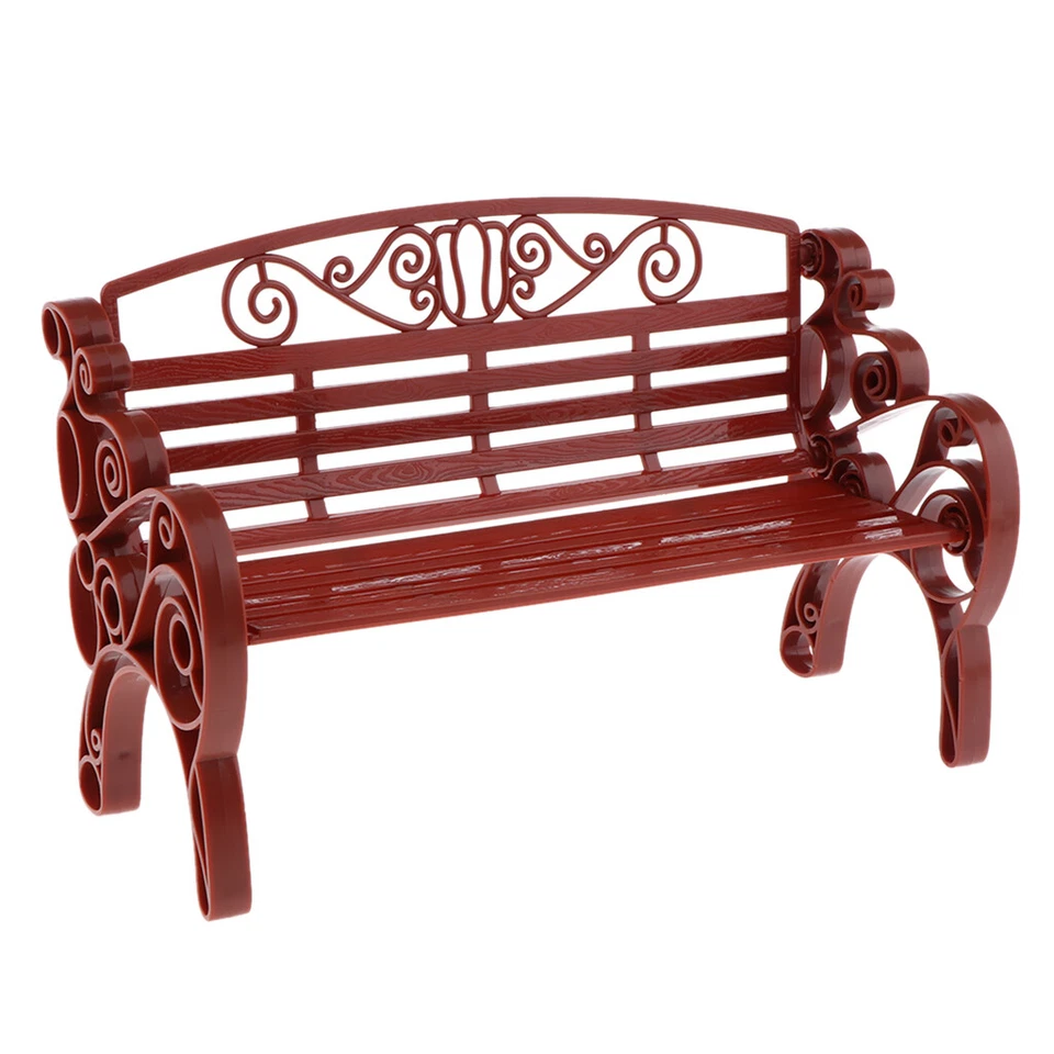 Panca da giardino in plastica marrone da giardino 1: 6 mobili miniatura da - Immagine 3 di 4