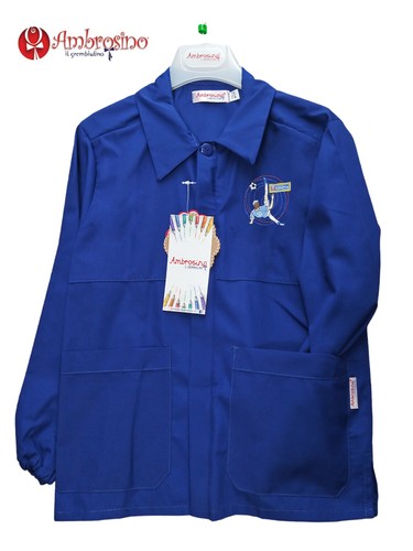 AMBROSINO Vest Baby Elementary School Satin Blu with Embroidery & With Zipper - Picture 8 of 12