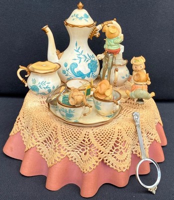 Enesco Tea for Two Tee Tisch Mäuse Mini Action Musical Musik-Spieluhr Vintage