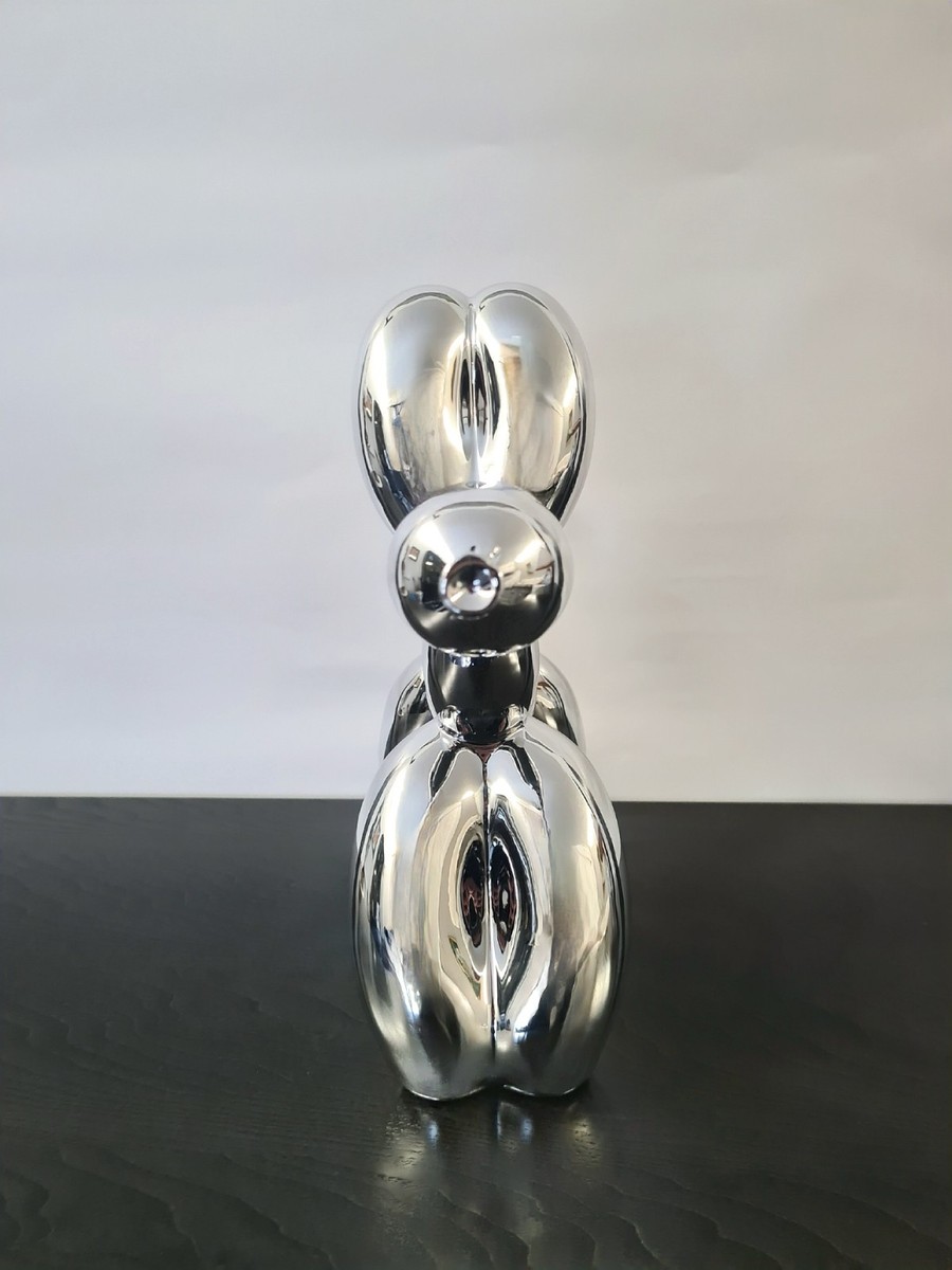 JEFF KOONS Balloon Dog Silver Studio Art Resin Silver COA Limited