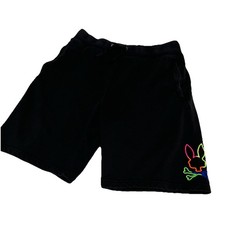 Psycho Bunny Boys Size XL 18/20 Leo Bunny Black Cotton Shorts Pockets Drawstring