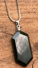 Natural Green Jade Octagon Pendant Necklace  ...