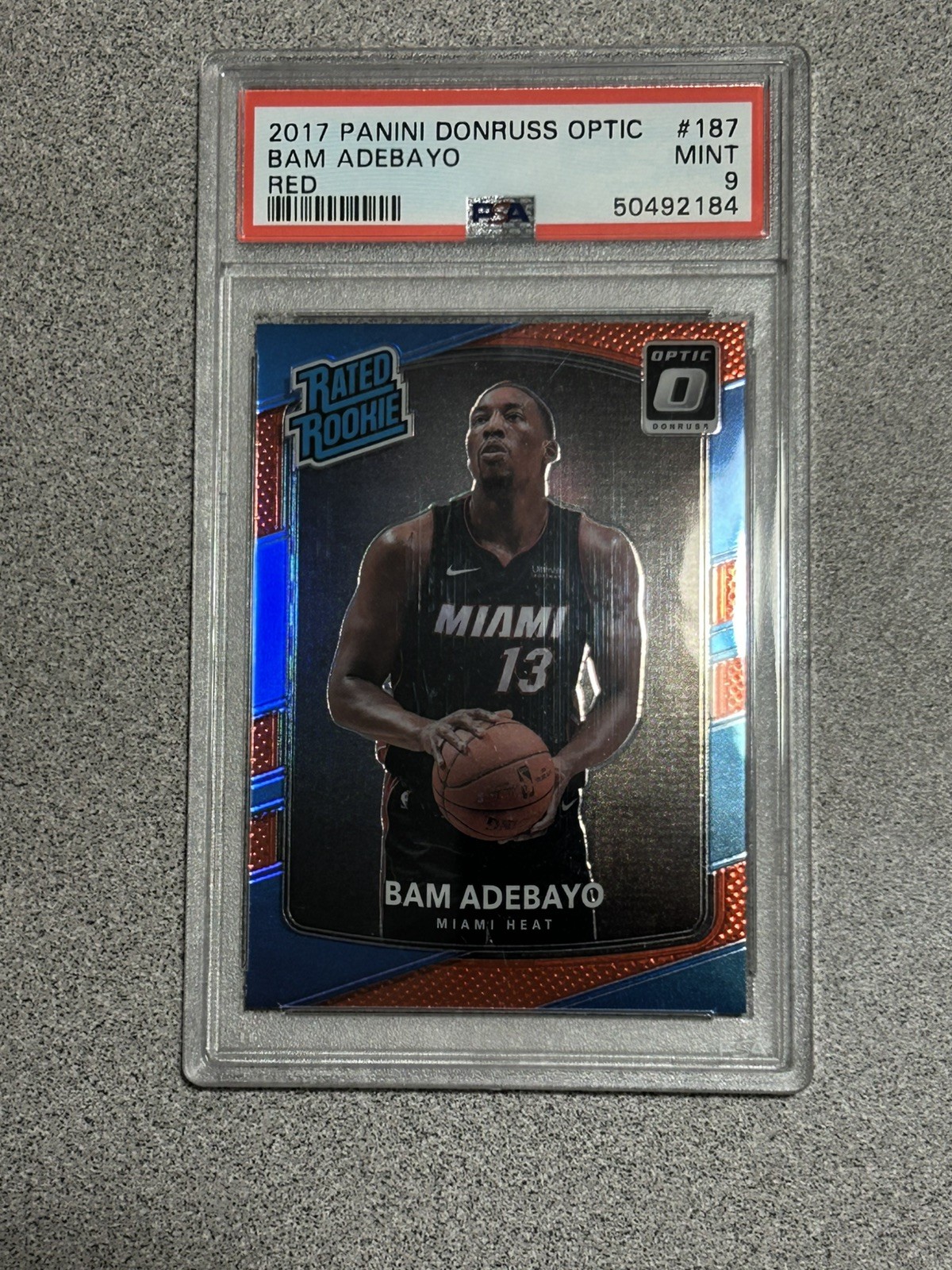 Bam Adebayo 2017 Panini Donruss Optic Red #99/99 PSA 9 Mint #187 Rookie Heat