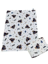 Blue Jean Teddy Noah s Arch Set of 2 Recieving Blankets 100 Cotton 90s EUC