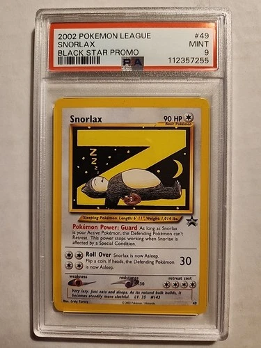 PSA 9 MINT Pokemon League Snorlax Z # 49 WOTC Black Star Promo Card 2002