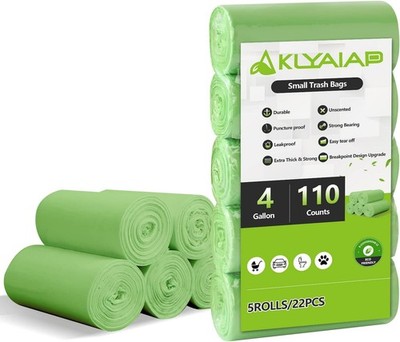 110 Counts  Small Trash Bags Biodegradable, Extra Thi & Strong