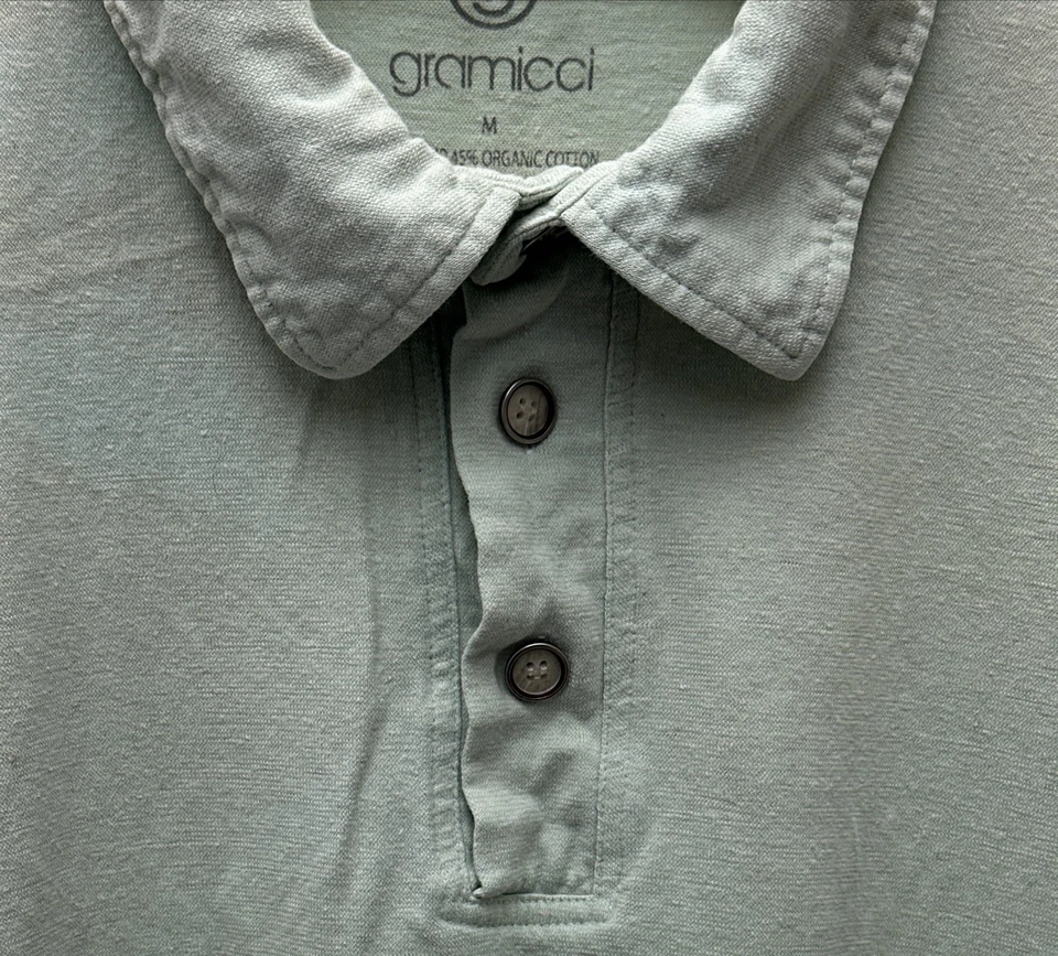 Camisa Polo Gramicci Para Hombres M Verde Polvoriento Manga Corta Cáñamo Mezcla de Algodón Orgánico Foto 4 de 4