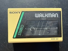 vintage yellow Sony Walkman WM-22 stereo cassette player Untested As Found