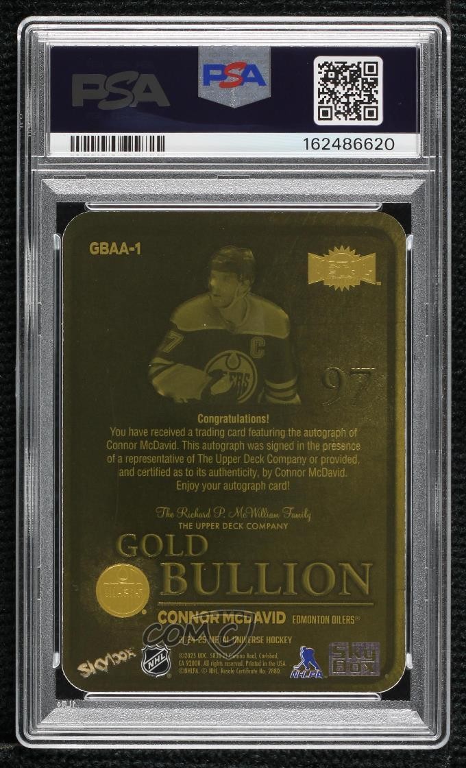2024 Metal Universe Gold Bullion Achievement 7/35 Connor McDavid PSA 9 Auto view 2