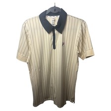 Fila Men's Performance Striped Polo Shirt with Black Collar Small NWT Beige